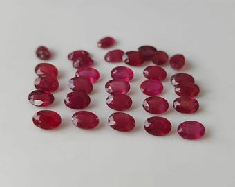 Rubí natural relleno de vidrio, 3 x 5 mm, facetado ovalado, calidad AAA