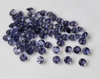 Natural Iolite Round Faceted 1.50 mm AAA Quality, Calibrated Size Loose Gemstone