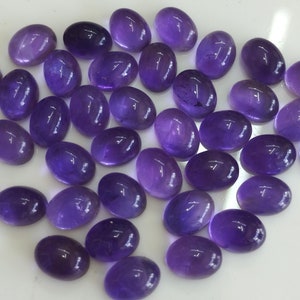 Natural Amethyst Oval cabochon 4x6 mm AAA Quality Calibrated Size Loose Gemstone image 1