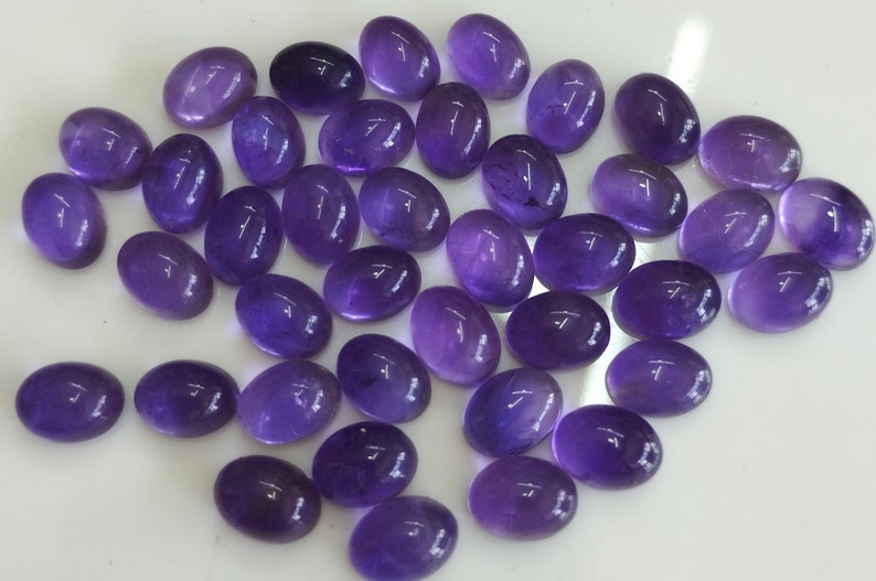 Natural Amethyst Oval cabochon 4x6 mm AAA Quality Calibrated Size Loose Gemstone image 1