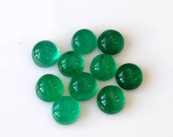 Natural Emerald Round Cabochon 4mm AAA Quality Smooth Polished Round Rich Green Emerald Cabochon Flat Back