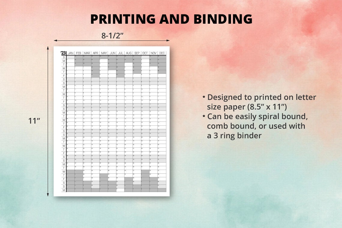 2023 Year at a Glance, Yearly Planner, Printable Planner Organizer ...