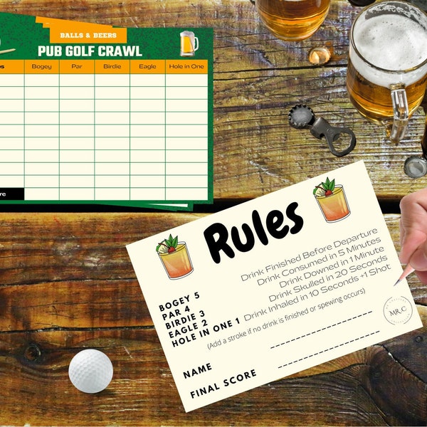 Pub Golf Scorecards