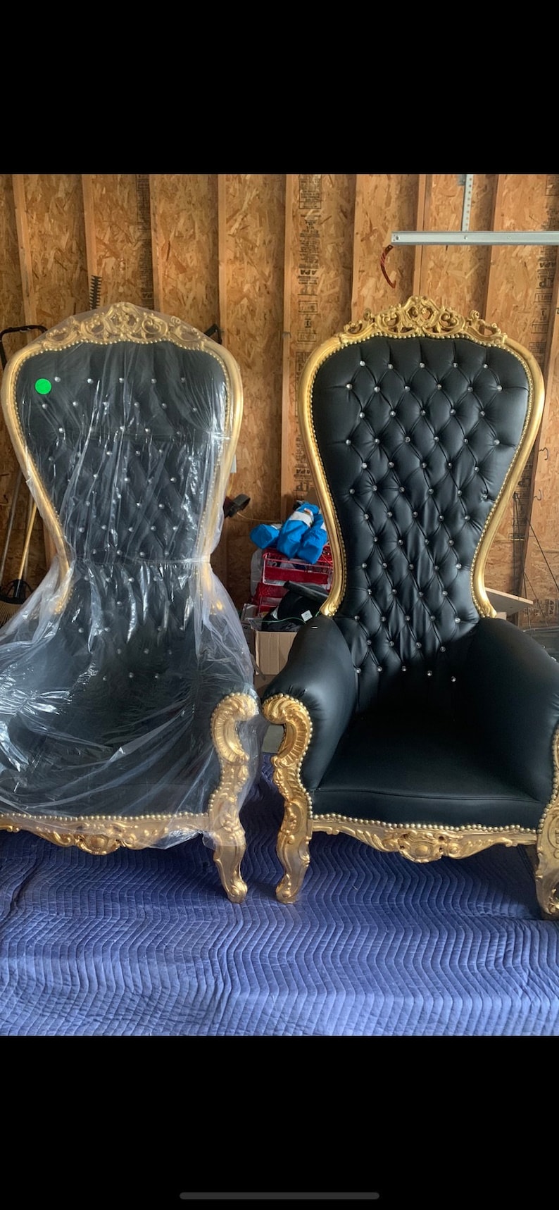 Set of Black / Gold Throne Chairs Etsy