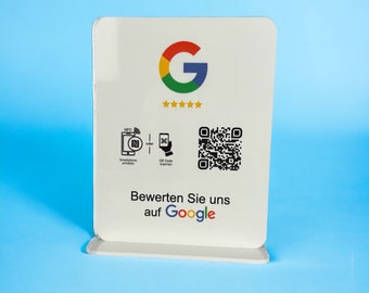 Google rating NFC stand/display also possible with personal company logo 5 star rating with QR code including hairdresser cosmetics
