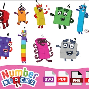 Number Blocks SVG Pack 1-10 Numberblocks SVG Png Pdf Eps Number Blocks ...