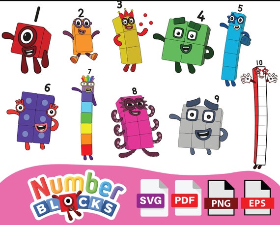 Number Blocks SVG Pack 1-10 | NumberBlocks SVG Png Pdf Eps | Number Blocks  Birthday