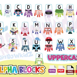 Alpha Blocks Uppercase SVG Bundle | Alpha blocks Capital Letters Vector Set - SVG PDF PNg | cartoon svg | Alpha Blocks vector set