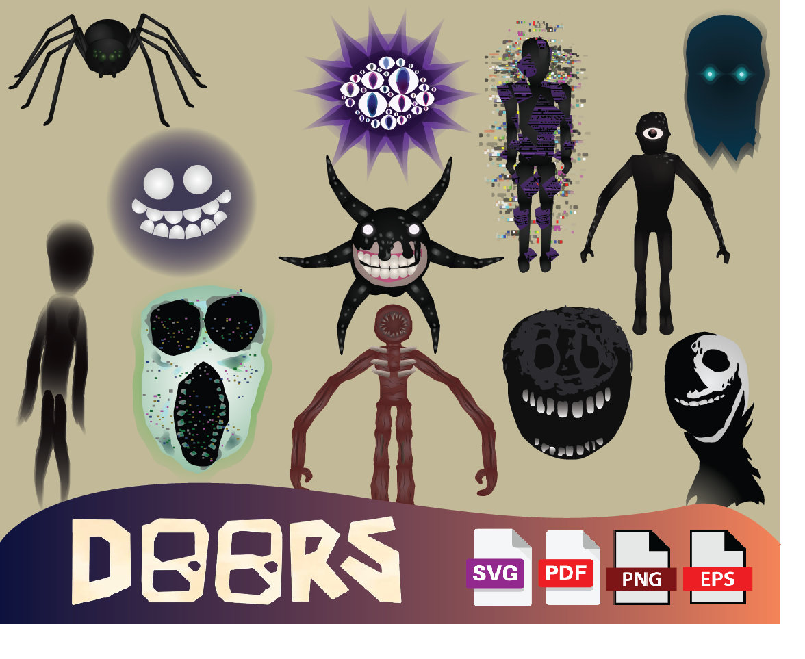 Figure Doors From Roblox Horror Game Inspired Downloadable Image Png/psd/pdf  for Sublimation and Crafting 