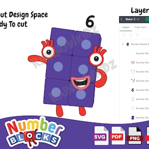 Number Blocks 6 SVG Cut File, Layered Cutting File, Number Blocks SVG ...