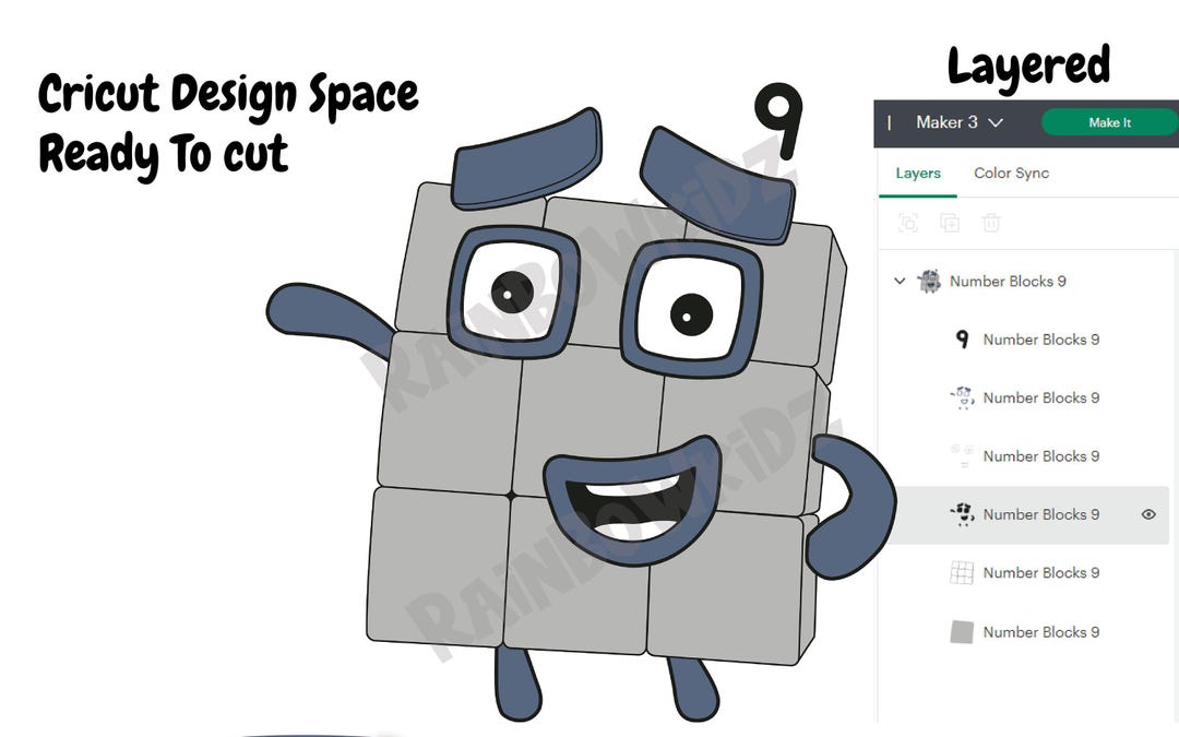 Block Number 9 Graphics Number Blocks 9 SVG Cut File, Layered Cutting File, Number Blocks SVG ...
