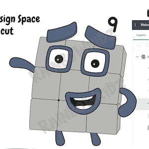 Number Blocks 9 SVG Cut file, Layered Cutting file, Number Blocks SVG Cricut