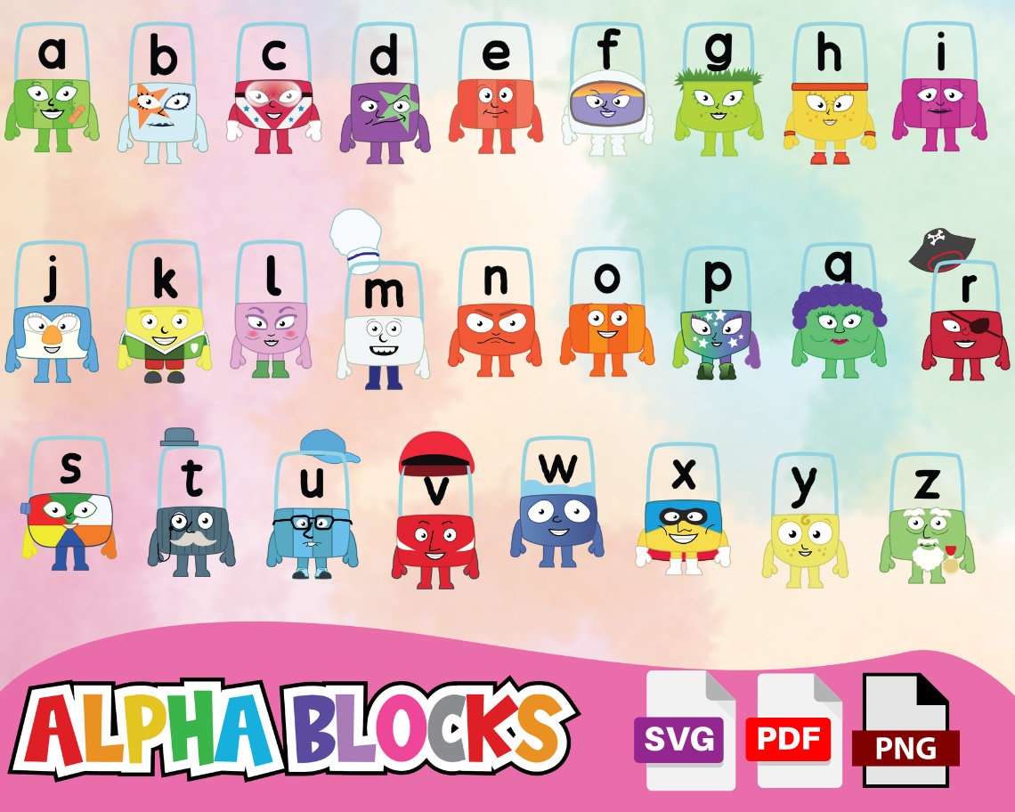 Alpha Blocks SVG Bundle Alpha Blocks Vector Set SVG PDF Png Cartoon Svg