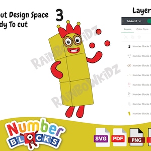 Number Blocks 3 SVG Cut file, Layered Cutting file, Number Blocks SVG Cricut