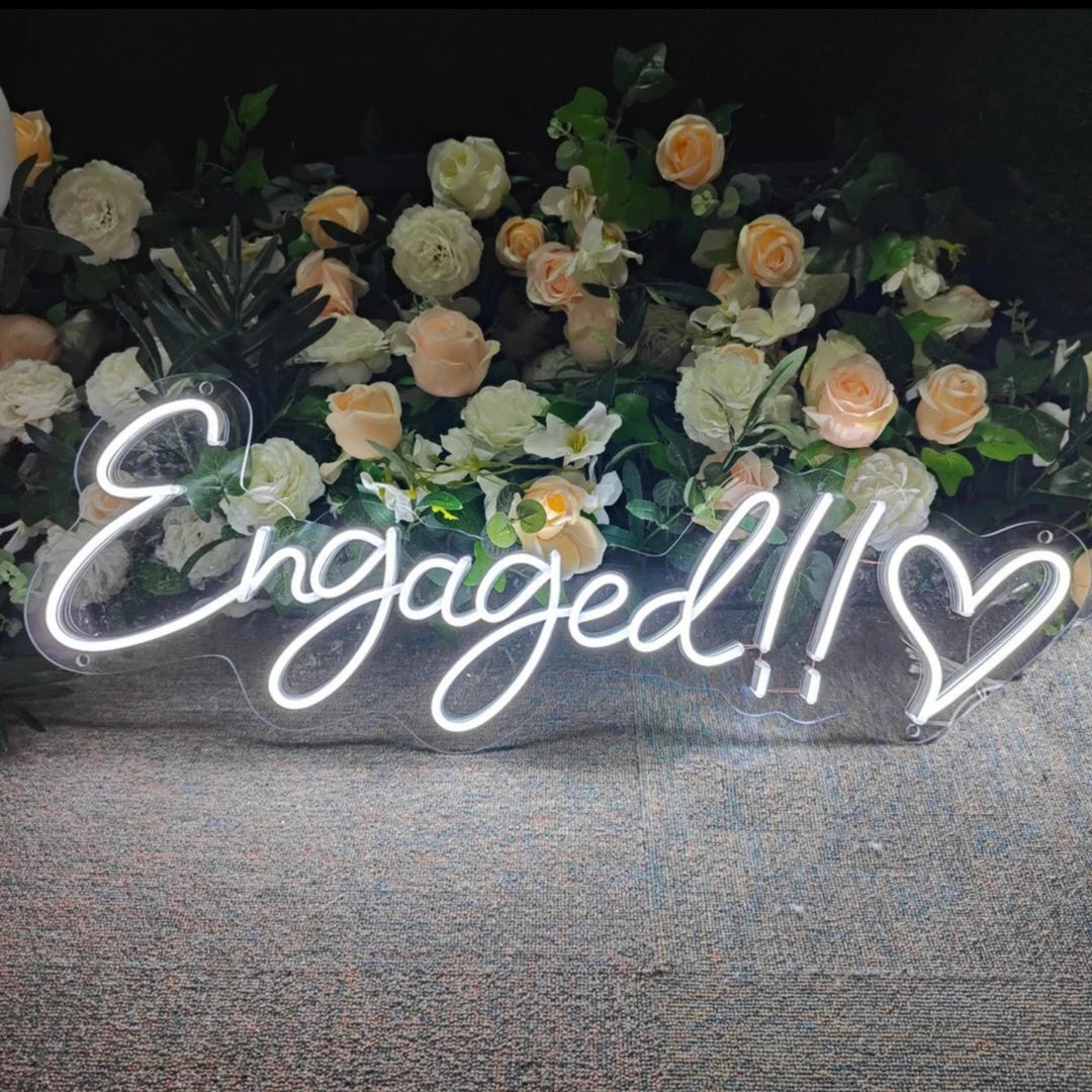 Engaged Sign On String Custom Engaged Neon Sign for Engagement Decor | Wedding Neon Sign Decor ...