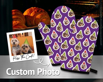 Ensemble de mitaines photo personnalisées - Mettez votre photo de chien sur des mitaines de four personnalisées, cadeau fête des mères, mitaines de chat personnalisées, chaussettes cadeau, cadeau d'anniversaire pour enfant