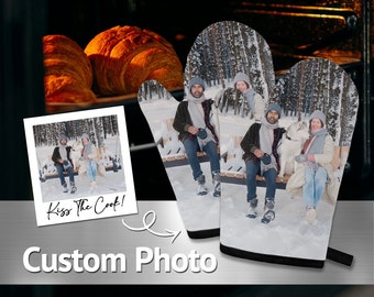 Customized Couple Photo Mitt - Put Your Pictures on Custom Oven Mitts, Pet Lovers Gift, Personalized Face Mitt, Gift Socks,Gift For Mom