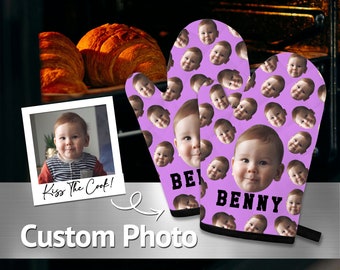 Customized Kids Mitt - Put Your Cute Baby on Custom Oven Mitts,Mothers Day Gift,Gift For her, Personalized Mitt,Dog Gift Socks,Birthday Gift