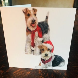 PACK 6 Cartes de Noël Fox terrier métallique