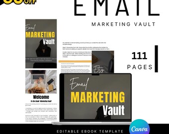 E-Mail Marketing Vault: Bearbeitbares Canva eBook für Listenerstellung & Verkauf | Digitaler Download