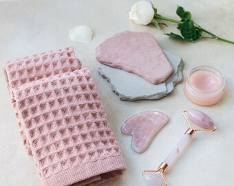 Waffle Washcloth Set of 4 for your Face and Body, Face Towels, Makeup Remover Towels, Bathroom Washcloth Set, 100% Cotton