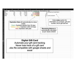 Rastreador digital de tarjetas de regalo para ahorradores. Rastreador financiero simple y fácil de usar. Archivo digital descargable al instante. Hoja de cálculo de Google, Excel