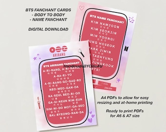 BTS Kpop Arirang Body to Body Fanchant-kort, OT7-konsert gratis utskrivbar (digital nedladdning)