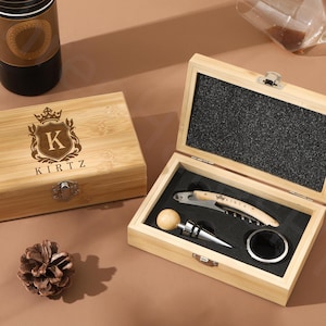 Coffret cadeau tire-bouchon à vin personnalisé | Ensembles-cadeaux de vins fins avec nom personnalisé | Cadeaux exclusifs pour les amateurs de vin