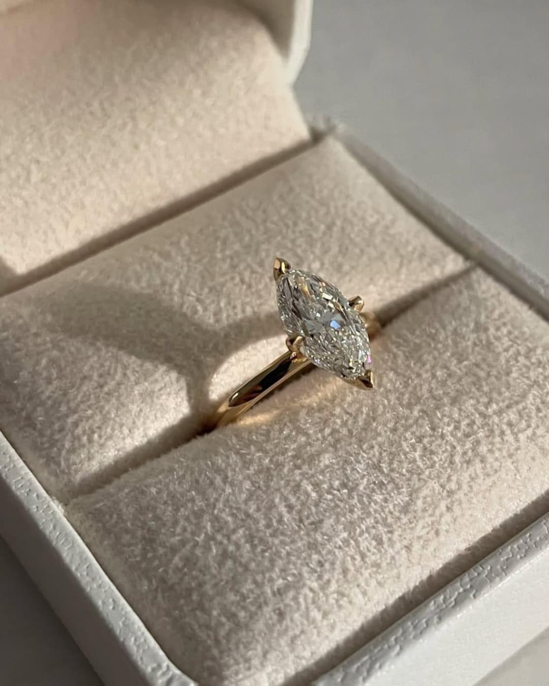 Marquise Cut Diamond Engagement Ring | 14K Gold Solitaire Ring ...