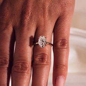2.00CT Oval Moissanite Ring: Lab Grown Diamond Solitaire Engagement Ring