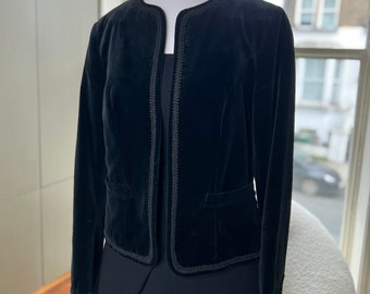 veste vintage des années 1970 en velours noir taille M/L