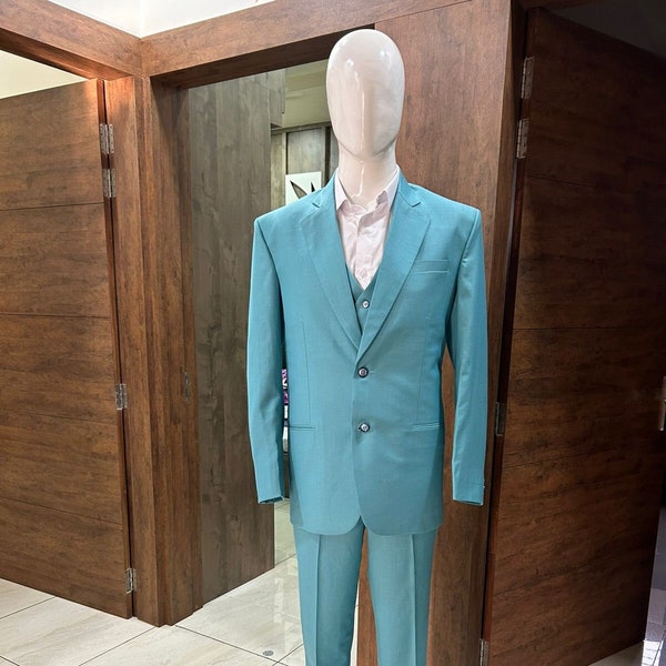 Costume bleu turquoise pour homme - smoking de marié pour mariage - costume veste pour fiancé - costume slim fit pour homme d'affaires - costume blazer pour bal de promo