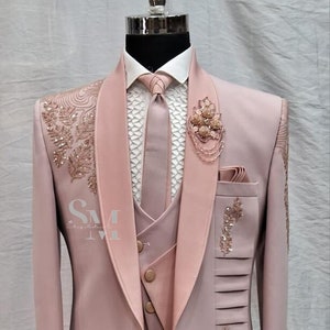 Peach Suit for Men Orangish Pink Blazer Suit Prom Party Wear Tuxedo Cocktail Tailor Made Style Custom Slim Fit Full Suit