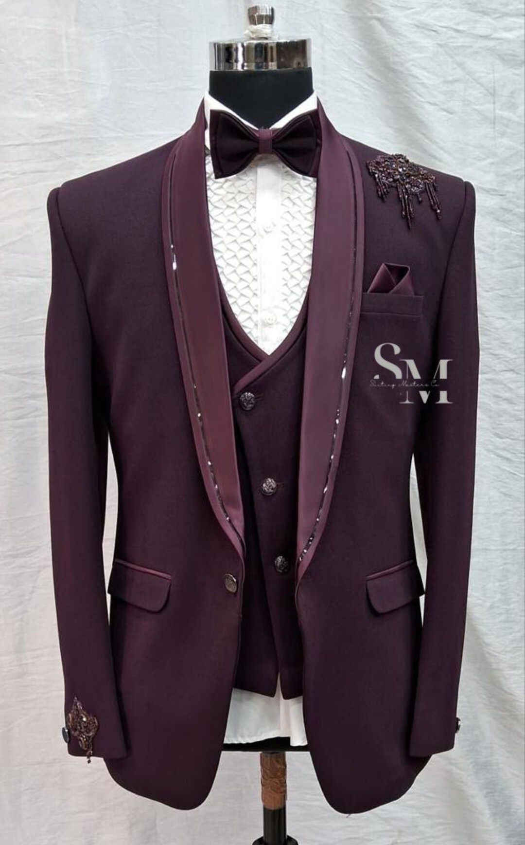 Purple suit jacket with black lapels online