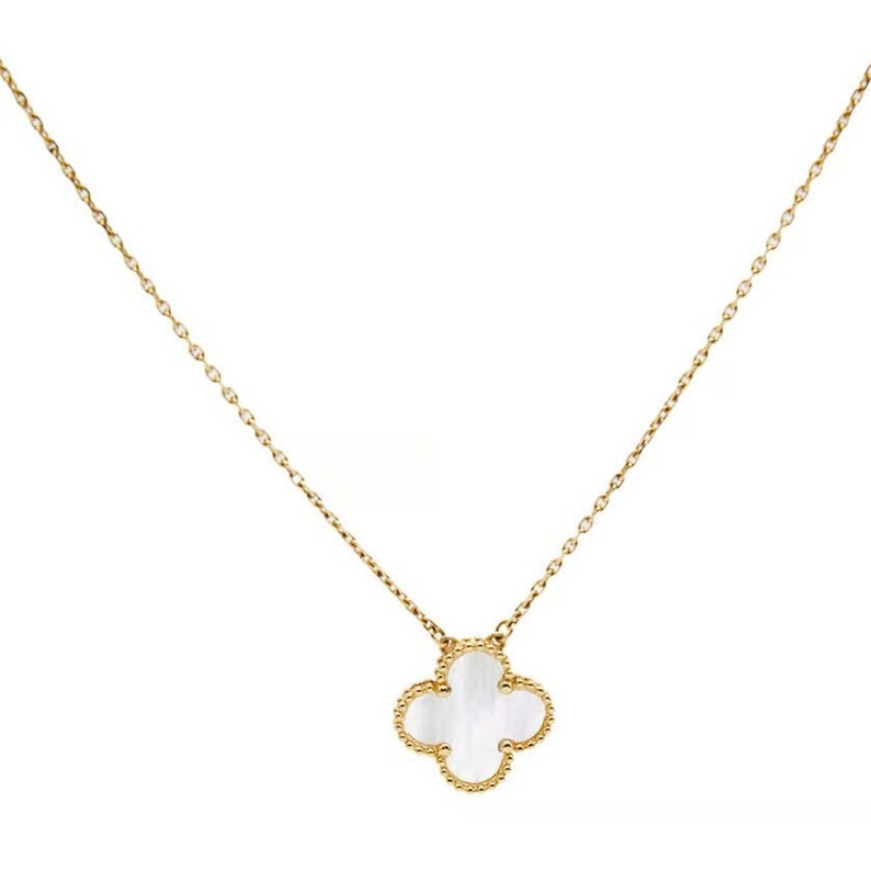 18K Solid Gold Four Leaf Clover Necklace Quality Necklace - Etsy