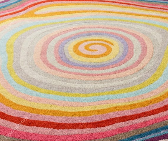 Hand-tufted Wool Rug: Spectrum Swirl Rainbow Centerpiece - Etsy