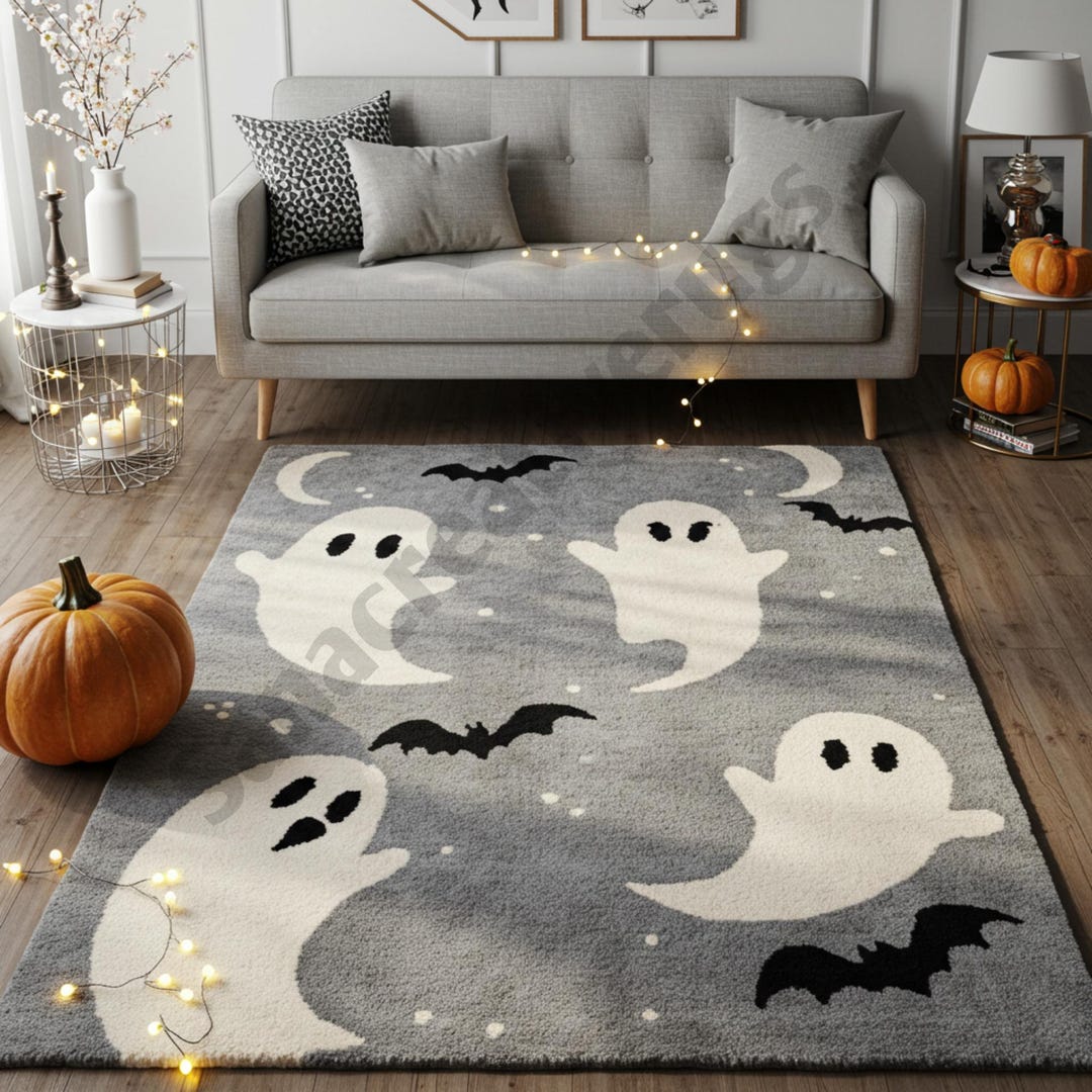Tufted Wool Ghost Rug: Spooky Halloween Accent Decor - Etsy