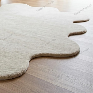 Ivory Wool Rug: Cloud Contour, Hand-tufted, Irregular Shape - Etsy