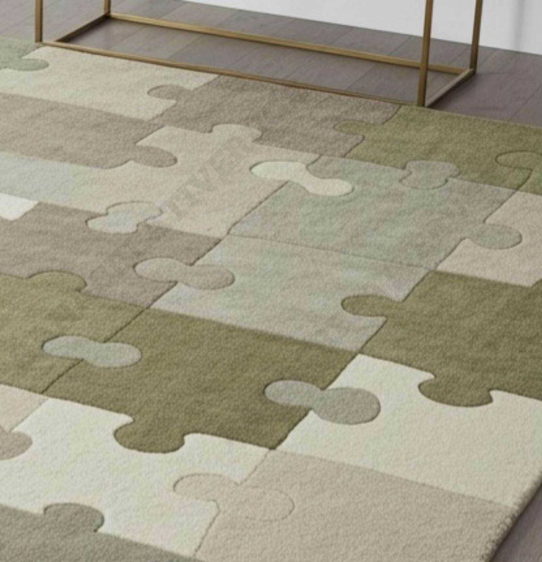 Modern Puzzle Rug Modern Puzzle Piece Area Rug, Hand-tufted Wool, Abstract Geometric ...