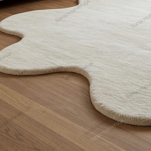 Ivory Wool Rug: Cloud Contour, Hand-tufted, Irregular Shape - Etsy