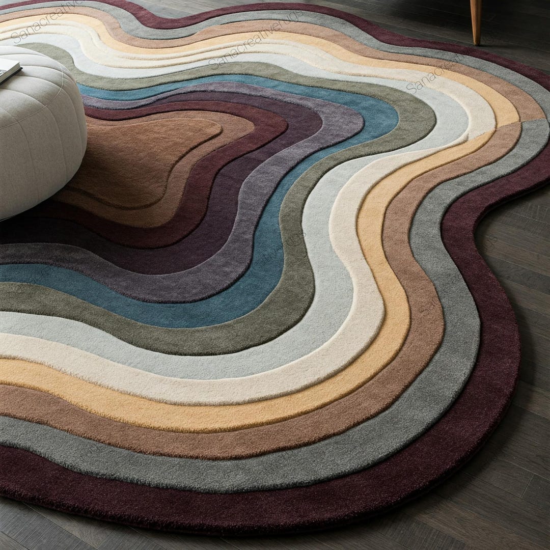 Organic Contour Rug Hand Tufted Rug, Organic Contour Design, Earth Tones, Modern Wool Area ...