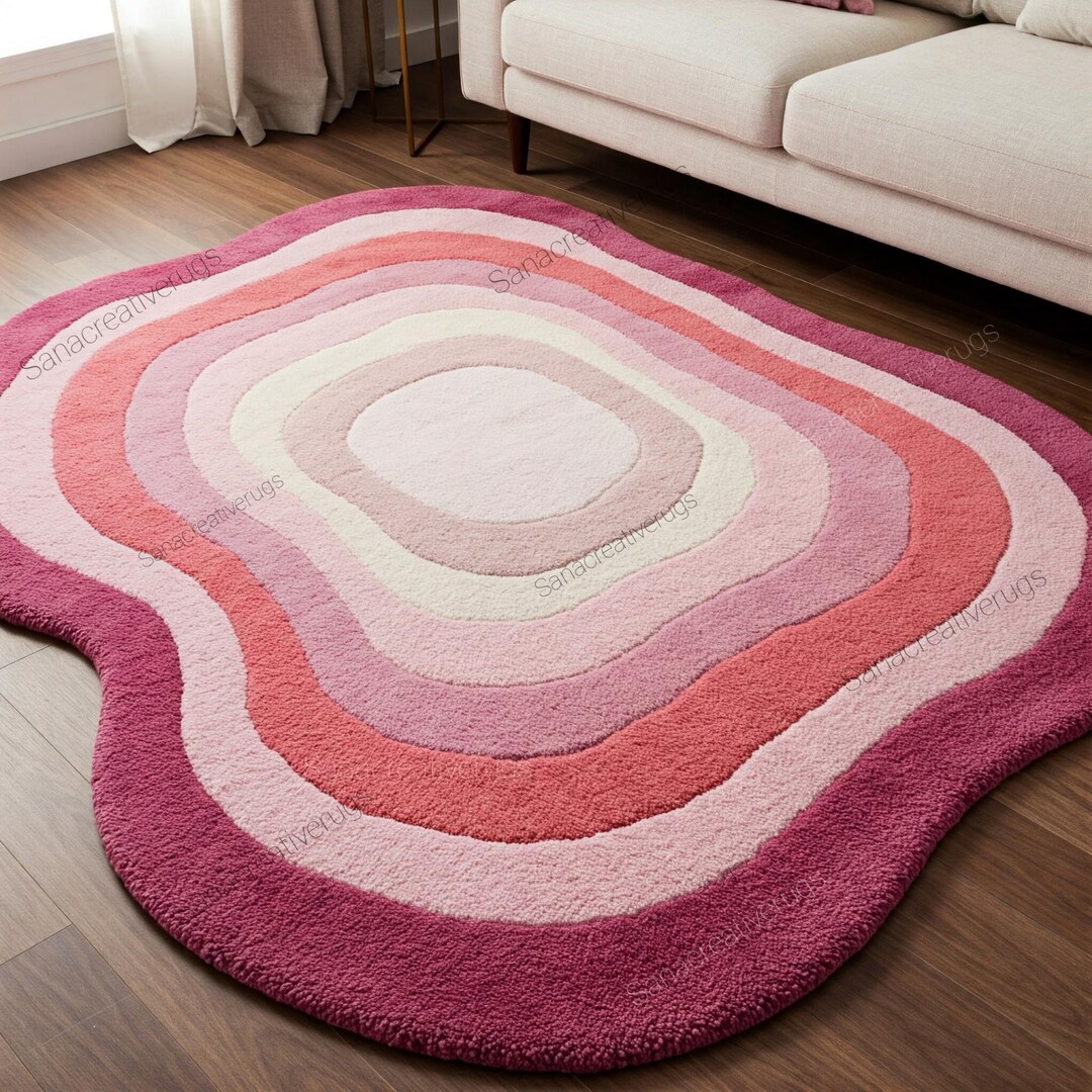 Hand-tufted Wool Rug: Gradient Pink Irregular Rug - Etsy