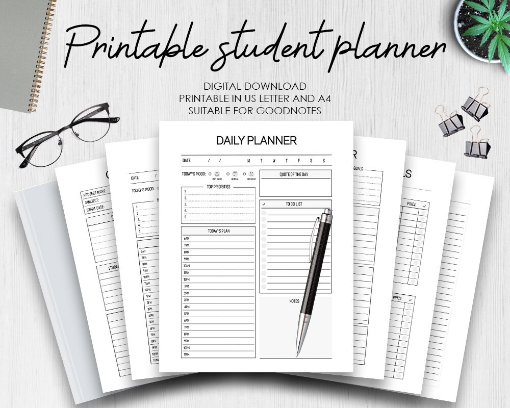 Student Planner Study Planner Printable Academic Planner - Etsy