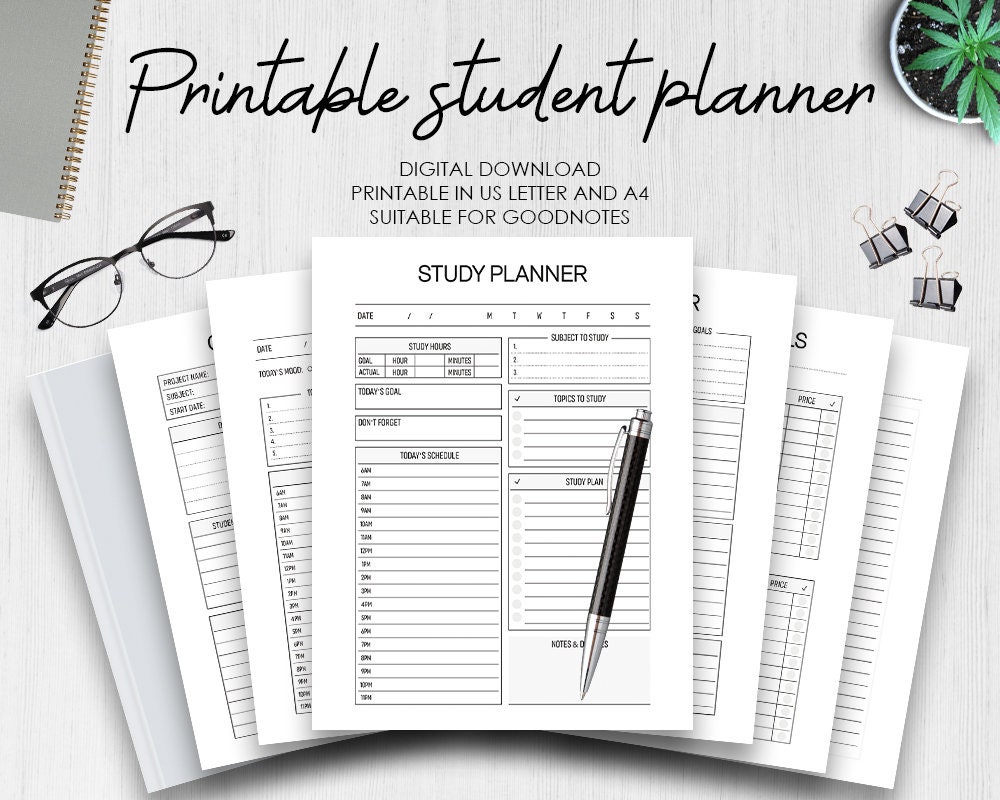 Student Planner Study Planner Printable Academic Planner - Etsy