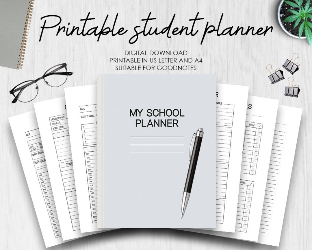 Student Planner Study Planner Printable Academic Planner College School ...