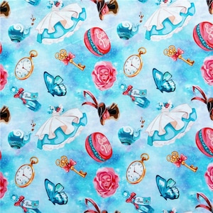 Alice Fabric Alice in Wonderland Fabric Cartoon Fabric Anime Cotton Fabric By The Half Yard