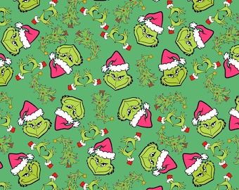 Grinch Tkanina Tkanina Bawełniana Tkanina Tkanina Bawełniana Na Pół Jardu