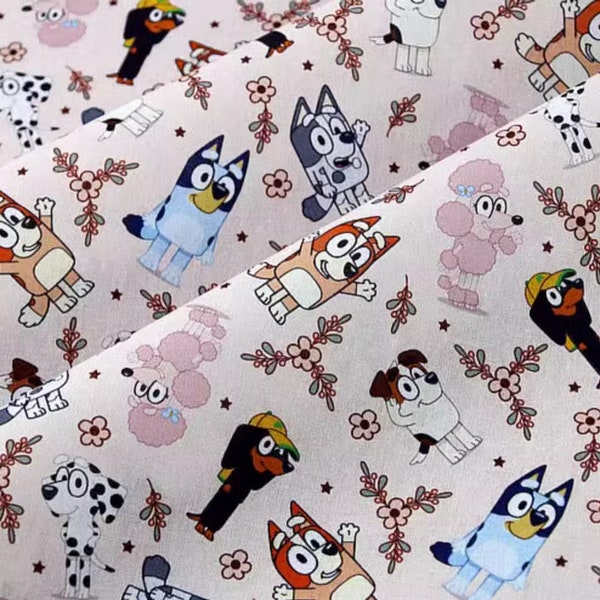 Bluey Fabric Cartoon Dog Fabric Anime Cotton Fabric By The Half Yard