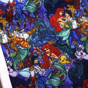 Disney Little Mermaid Ariel Fabric Cartoon Fabric Anime Cotton Fabric By The Half Yard