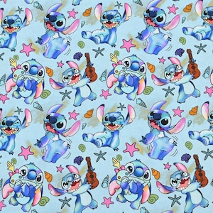 Tkanina Stitch Blue Koala Fabric Cartoon Fabric Anime Cotton Fabric By Half Yard